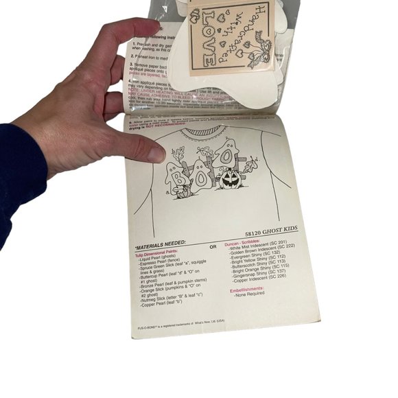 NIP What's New Ltd Fabric Iron-On Appliques Halloween 58120 Ghost Kids - Picture 6 of 6